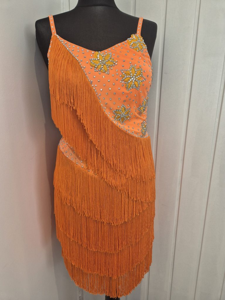 Latin fringe dress with spaghetti straps