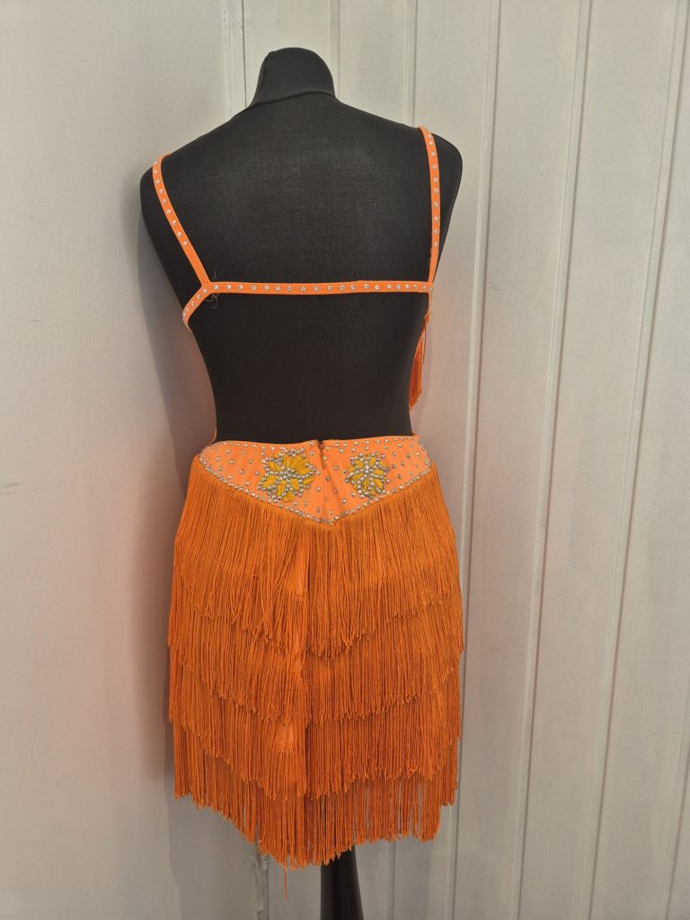 Latin fringe dress with spaghetti straps
