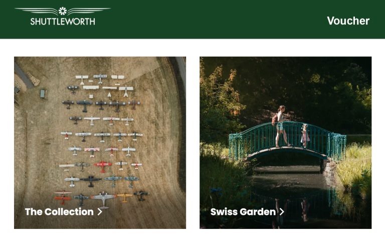 Shuttleworth Collection and Swiss Garden entry vouchers for 2 adults (kids go free)