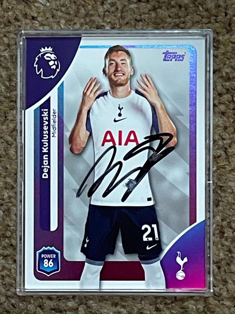 Topps Football cards signed by Spurs player.