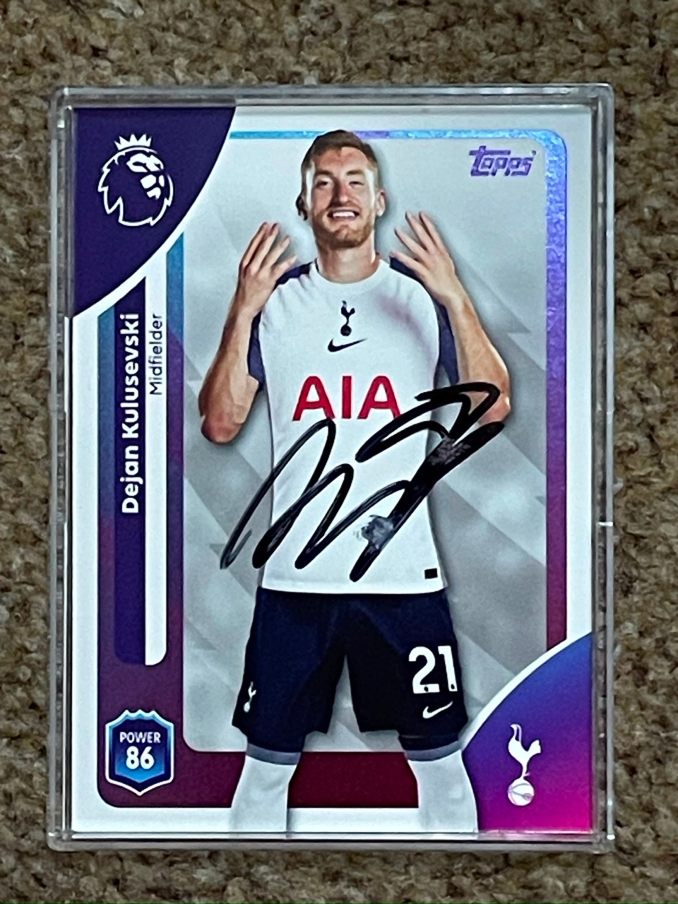 Topps Football cards signed by Spurs player.