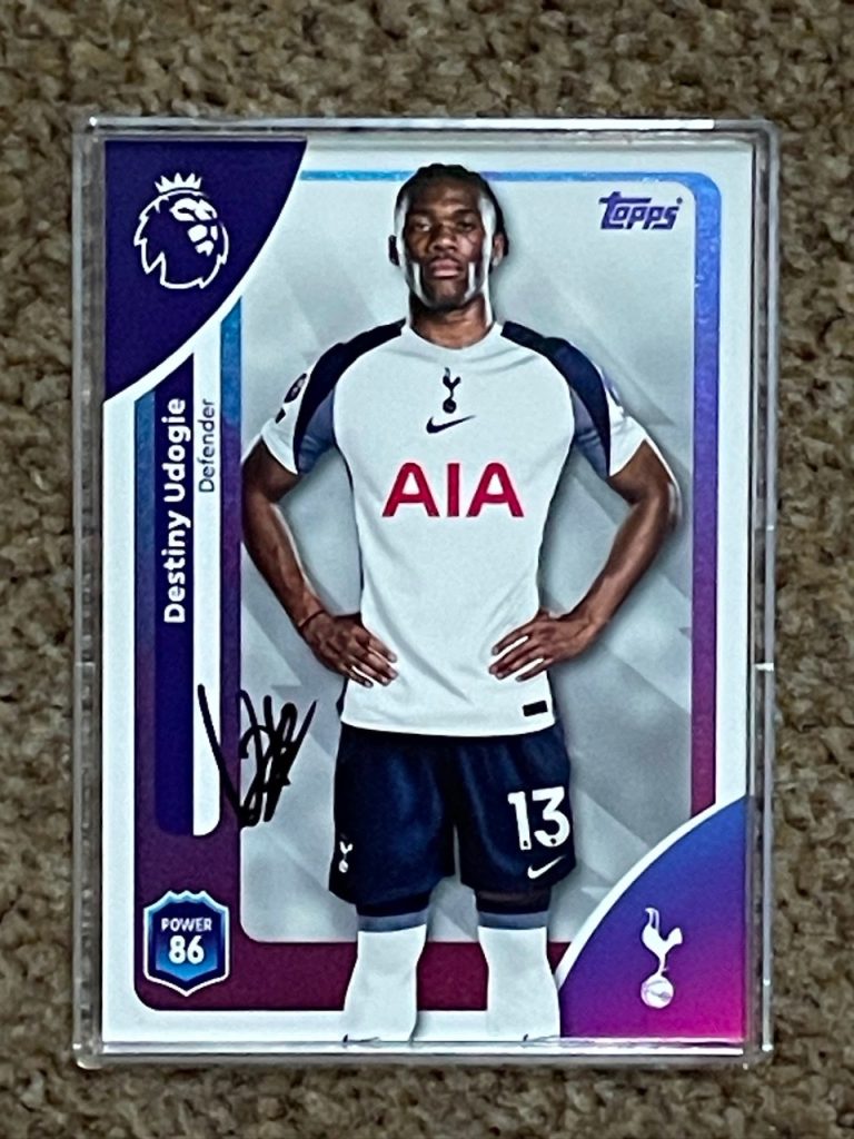 Topps Football cards signed by Spurs player.