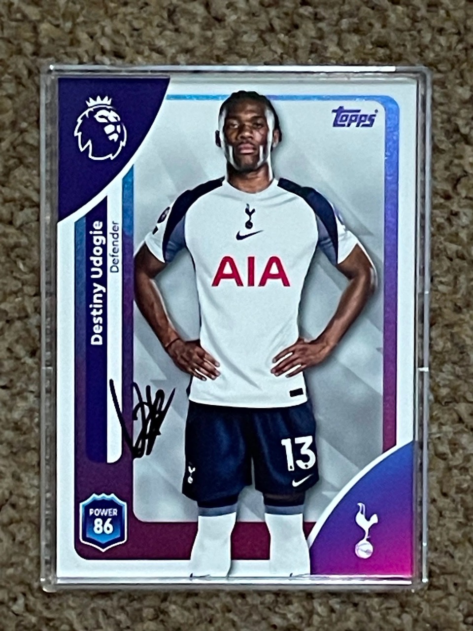 Topps Football cards signed by Spurs player.