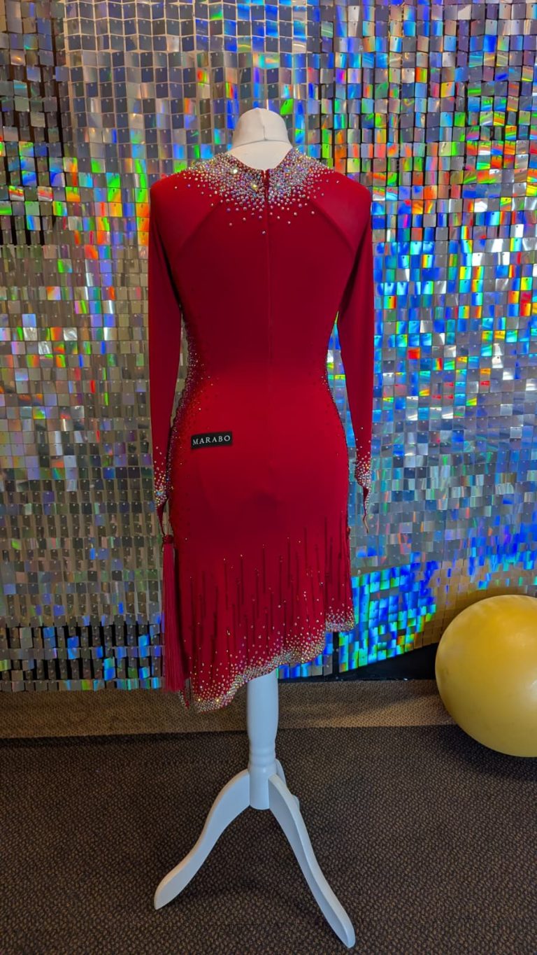 striking red Latin dress