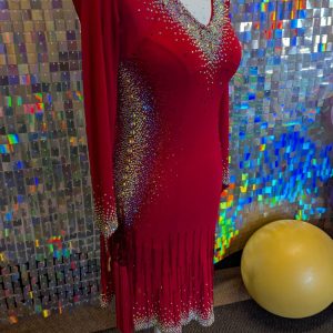 striking red Latin dress