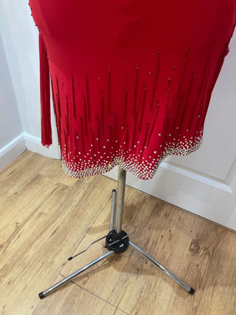 striking red Latin dress